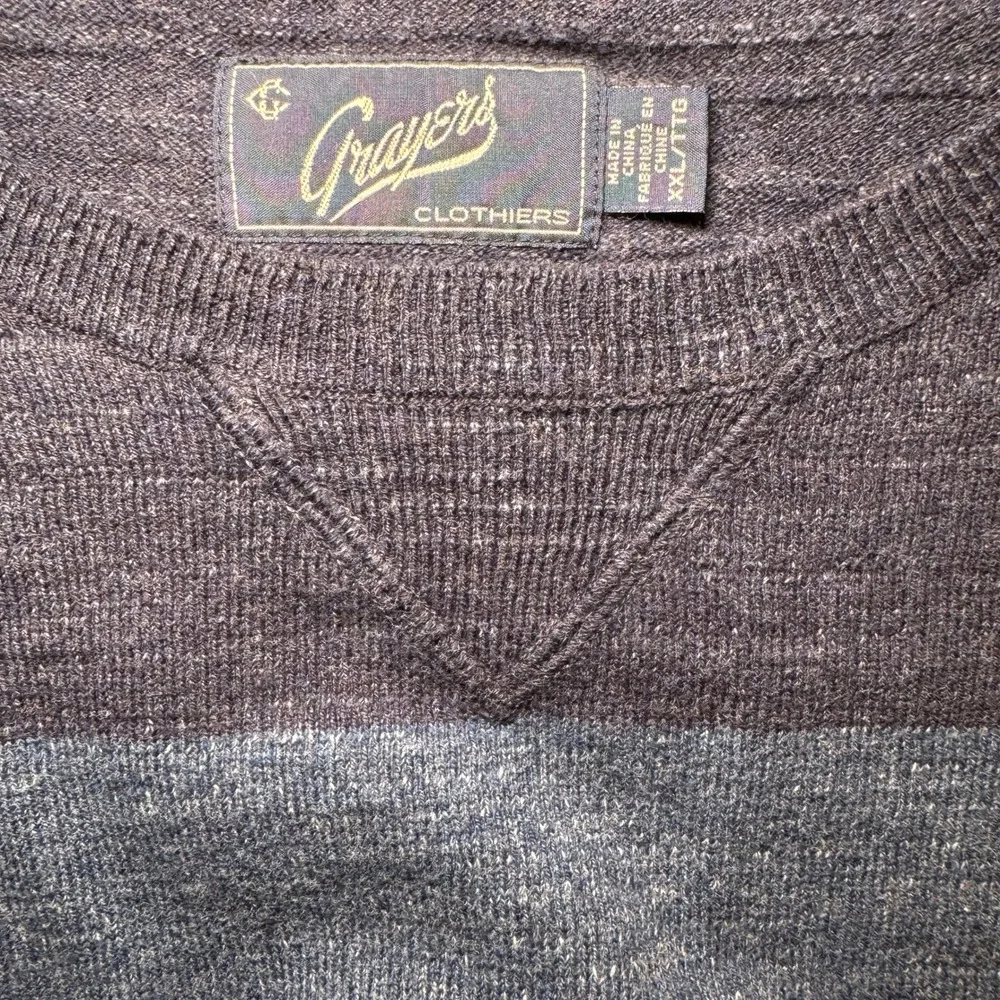 Grayers Clothiers Mens XXL Blue Striped Crewneck Sweater Long Sleeve Knit